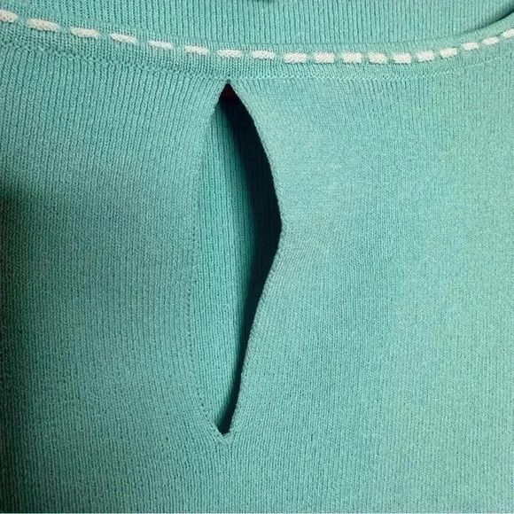 Nygard Collection Sweater Keyhole Neckline Blue & White Size Large - Picture 4 of 16